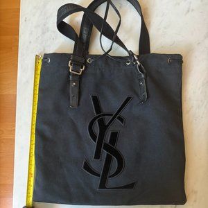 YSL Velvet-Canvas Rectangular Tote Bag